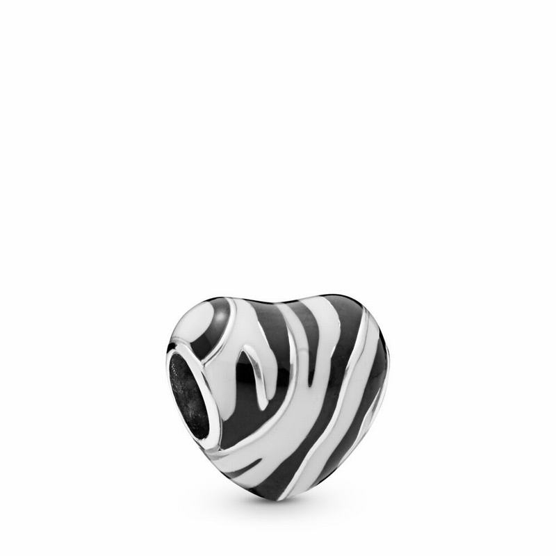 Pandora Wild Stripes Charm Ireland - Sterling Silver/Enamel/Black - 279845OFY